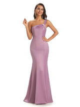 Sexy One Shoulder Soft Satin Mermaid Long Prom Dresses Online