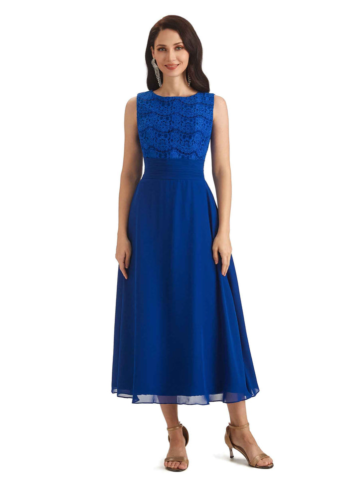 Elegant Lace Tea Length Mother Of The Bride Dresses With Lace Jacket