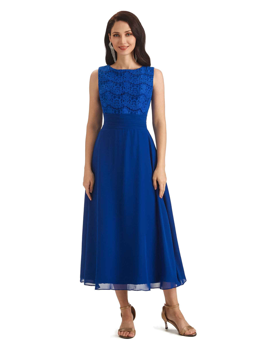 Elegant Lace Tea Length Mother Of The Bride Dresses With Lace Jacket