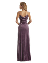 Elegant Mermaid Cowl Neck Velvet Long Wedding Guest Dresses