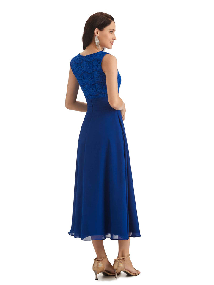 Elegant Lace Tea Length Mother Of The Bride Dresses With Lace Jacket