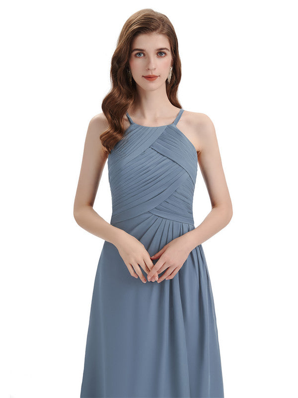 Charming Halter Side Slit Floor Length Bridesmaid Dresses