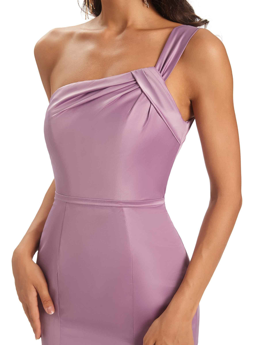 Sexy One Shoulder Soft Satin Mermaid Long Prom Dresses Online