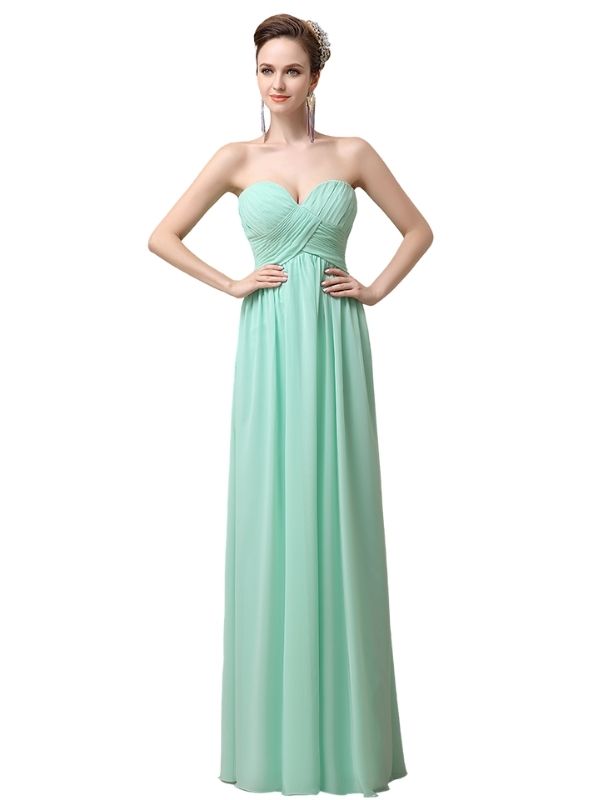 Simple A-line Sweetheart Chiffon Floor-Length Long Bridesmaid Dresses