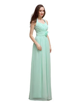 Pretty A-line Chiffon Hatler Floor-Length Long Bridesmaid Dresses