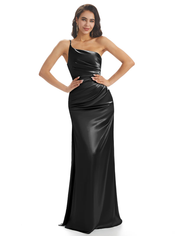 Black Sexy Chic Silky Mismatched Soft Satin Mermaid Long Bridesmaid Dresses Online