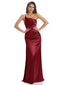 Simple Soft Satin One Shoulder Side Slit Mermaid Long Formal Prom Dresses Sale