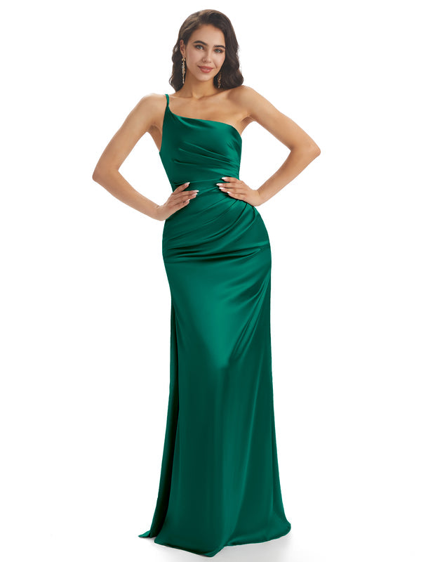 Emerald Green Sexy Chic Silky Mismatched Soft Satin Mermaid Long Bride ...