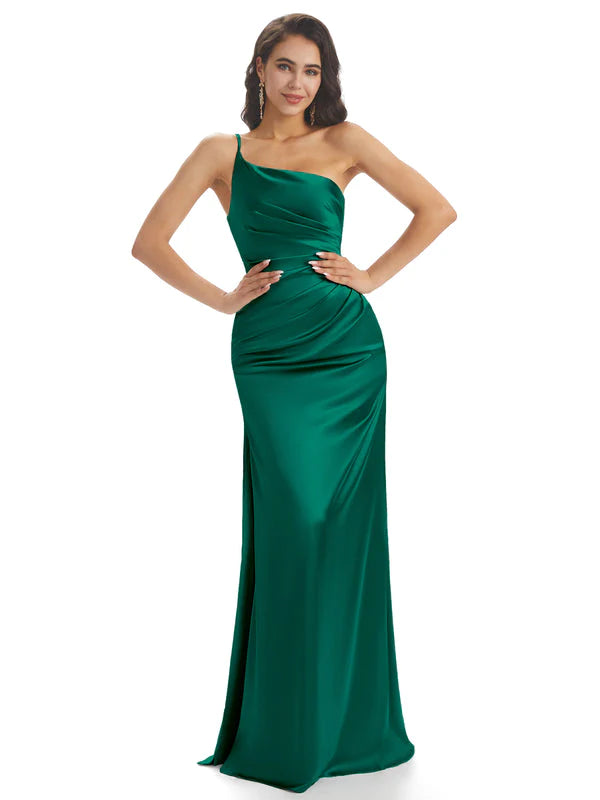 Emerald Green Sexy Chic Silky Mismatched Soft Satin Mermaid Long Bride - ChicSew Emerald Green Sexy Chic Silky Mismatched Soft Satin Mermaid Long Bride - ChicSew