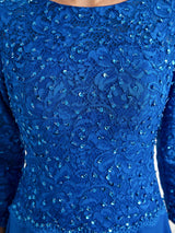 Elegant A-Line Chiffon Lace 3/4 Sleeve Short Groom of The Bride Dresses