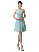 Chiffon Sexy V-neck A-line Knee-Length Short Bridesmaid Dresses