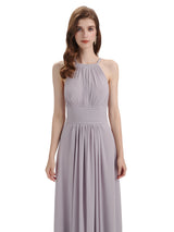 Charming Halter Floor Length Long Chiffon Bridesmaid Dresses
