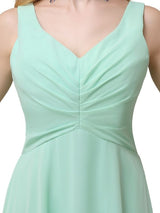 Chiffon A-line V-Neck Knee-Length Short Bridesmaid Dresses