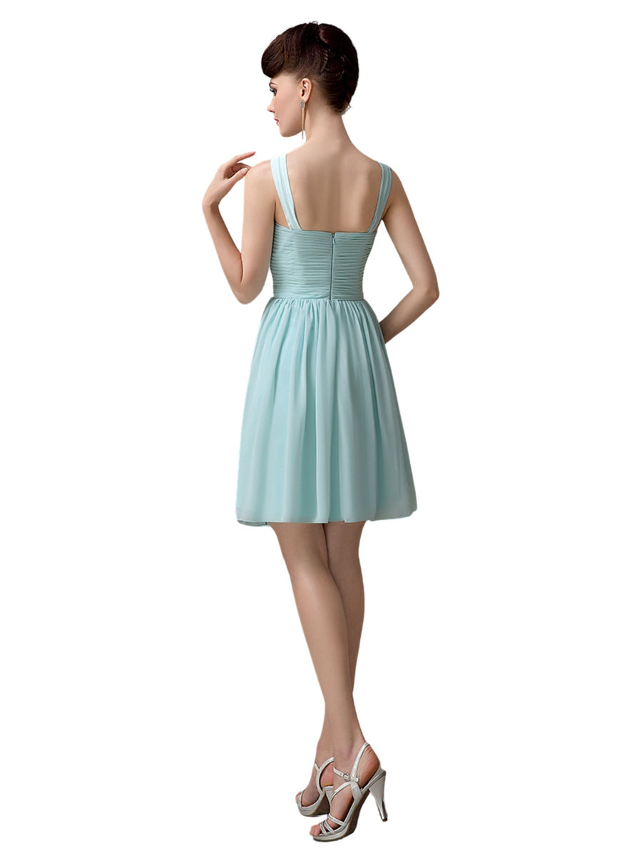 Chiffon Sexy V-neck A-line Knee-Length Short Bridesmaid Dresses