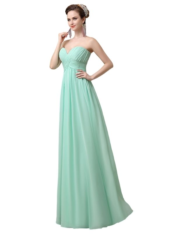 Simple A-line Sweetheart Chiffon Floor-Length Long Bridesmaid Dresses
