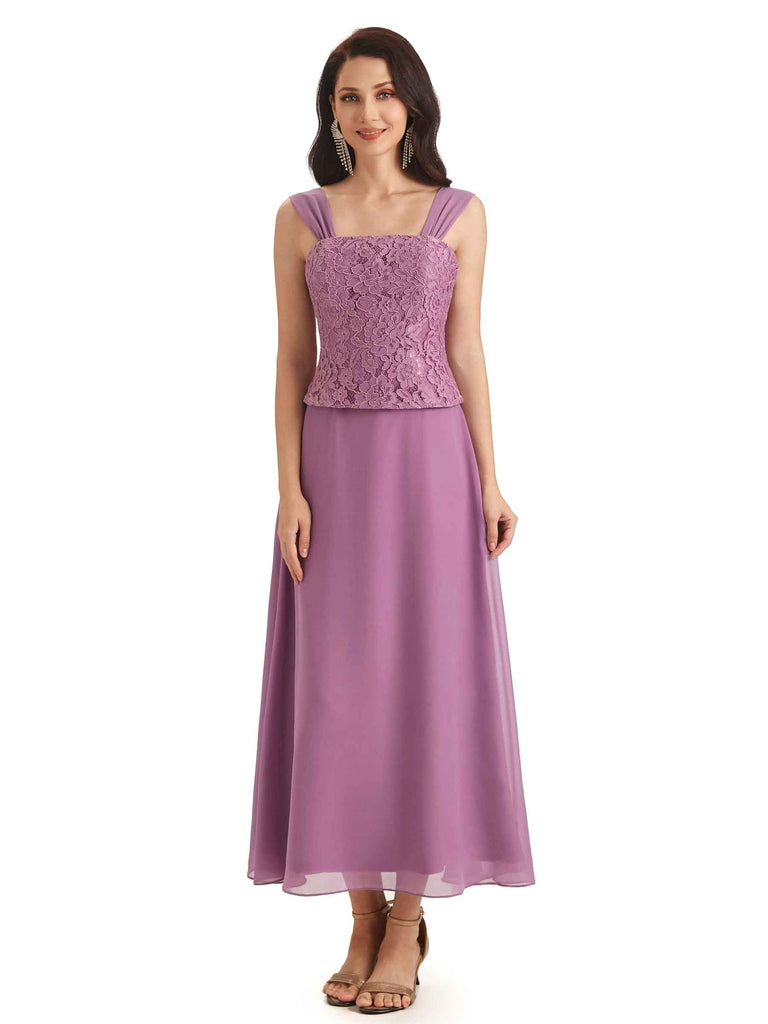 Elegant A-line Lace Tea Length Mother of The Bride Dresses With Lace Jacket