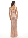 Sparkly V-neck Sequin Long Mermaid Bridesmaid Dresses Online