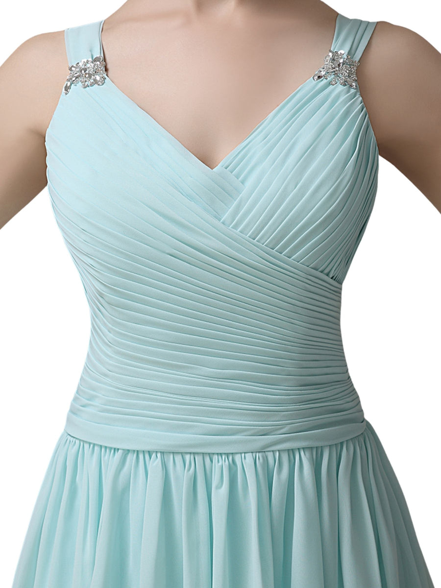 Chiffon Sexy V-neck A-line Knee-Length Short Bridesmaid Dresses