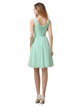 Chiffon A-line V-Neck Knee-Length Short Bridesmaid Dresses