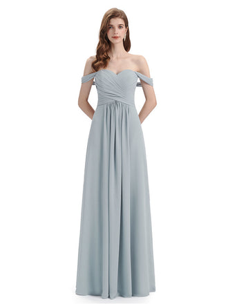 Elegant Off-The-Shoulder Sweetheart Maxi Bridesmaid Dresses Online