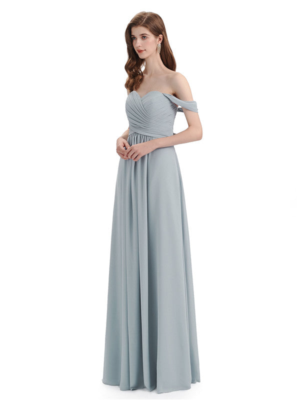 Elegant Off-The-Shoulder Sweetheart Maxi Bridesmaid Dresses Online
