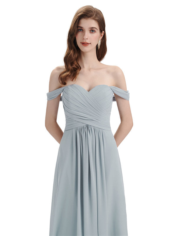 Elegant Off-The-Shoulder Sweetheart Maxi Bridesmaid Dresses Online