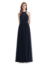 Beautiful Halter Chiffon A-line Sleeveless Floor-Length Bridesmaid Dresses