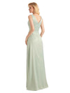 Elegant Soft Satin V neck Wrap Long Satin Women Bridesmaid Dresses Online