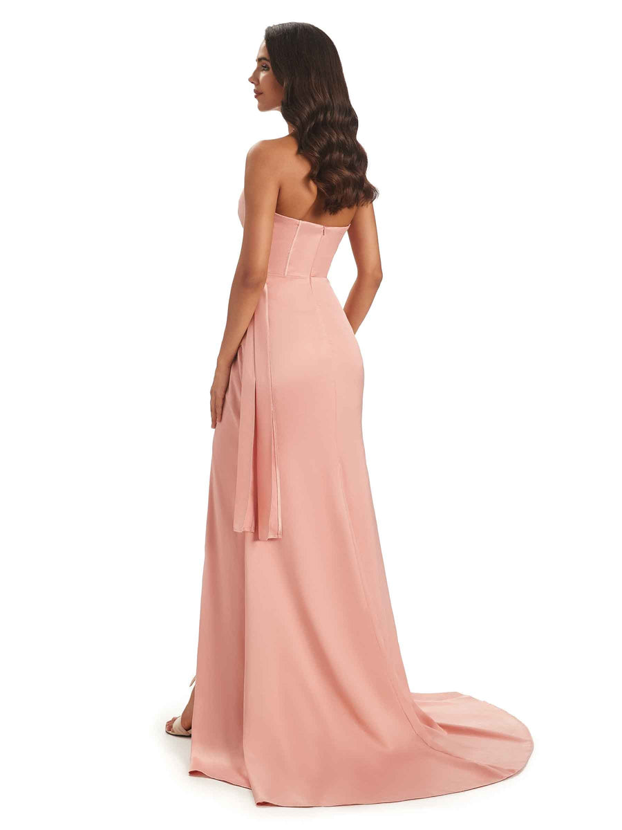 Sexy Satin Side Slit Sweetheart Long Mermaid Prom Dresses Online