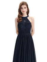 Beautiful Halter Chiffon A-line Sleeveless Floor-Length Bridesmaid Dresses