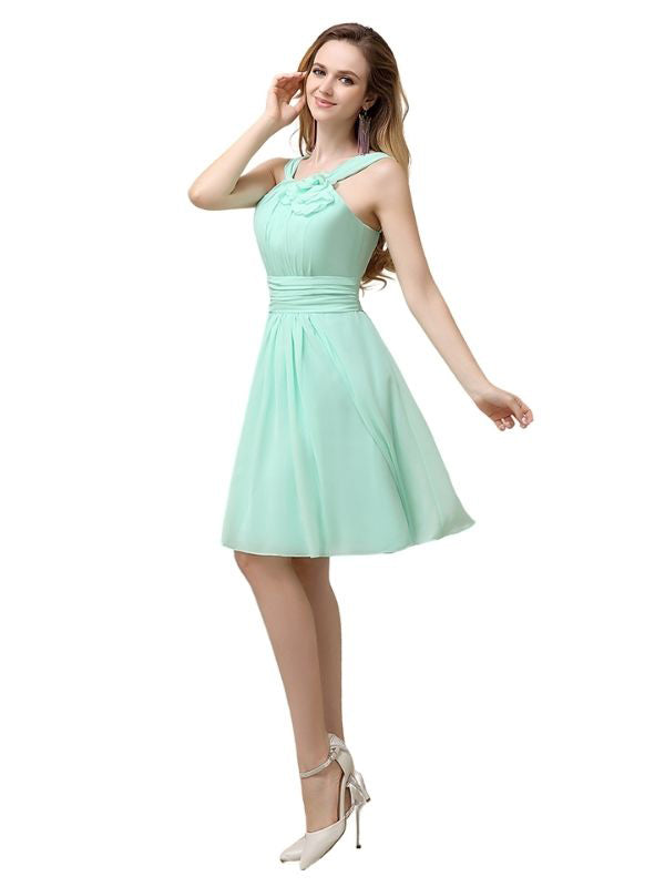 Unique Chiffon A-line Knee-Length Short Bridesmaid Dresses