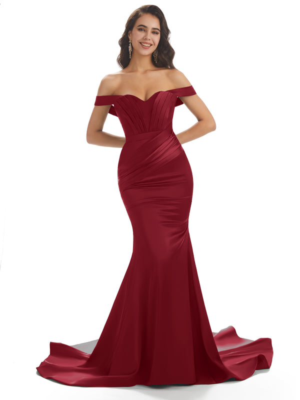 Sexy Soft satin Off Shoulder Floor-Length Mermaid With Chapel Train ...