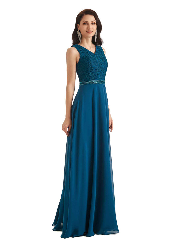 Elegant A-line Chiffon Long Lace Mother of The Bride Dresses With Jacket