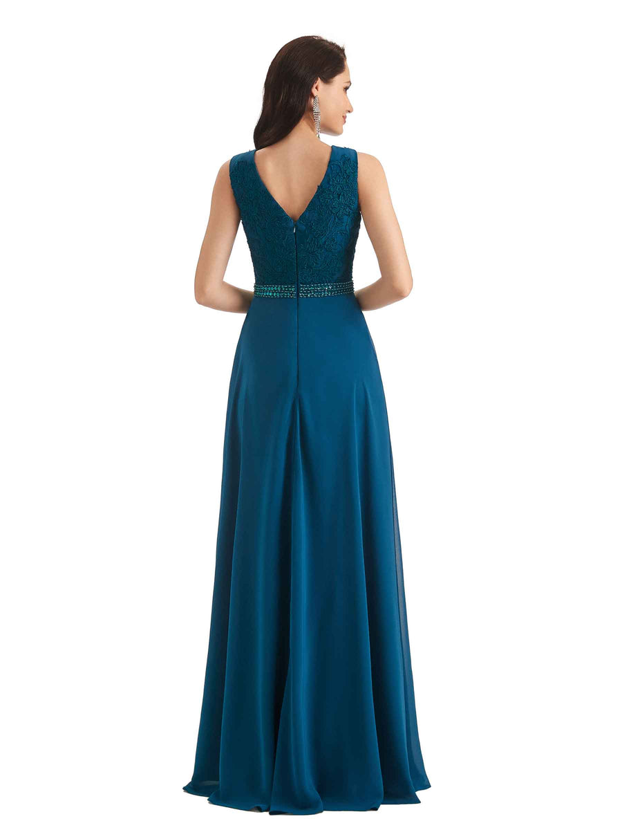 Elegant A-line Chiffon Long Lace Mother of The Bride Dresses With Jacket