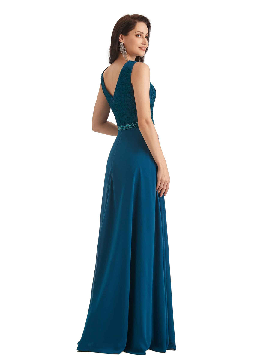 Elegant A-line Chiffon Long Lace Mother of The Bride Dresses With Jacket