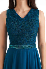 Elegant A-line Chiffon Long Lace Mother of The Bride Dresses With Jacket