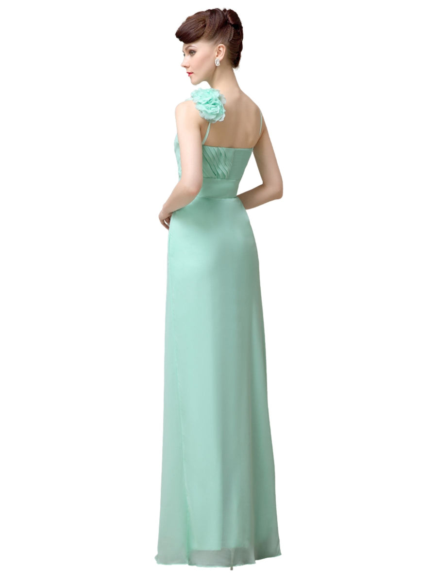 V-neck A-line Simple Chiffon Floor-Length Long Bridesmaid Dresses
