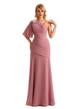 Unique Chiffon Asymmetrical One Shoulder Long Mother of the Brides Dresses Online