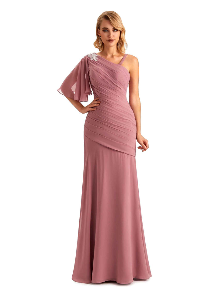 Unique Chiffon Asymmetrical One Shoulder Long Mother of the Brides Dresses Online