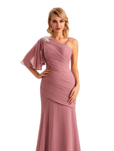 Unique Chiffon Asymmetrical One Shoulder Long Mother of the Brides Dresses Online