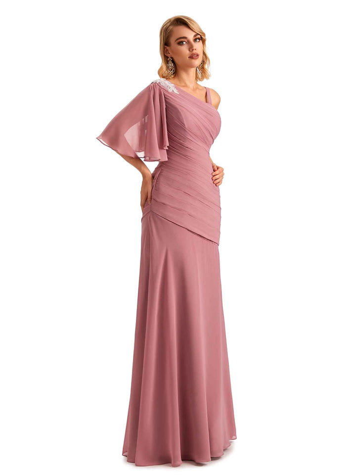 Unique Chiffon Asymmetrical One Shoulder Long Mother of the Brides Dresses Online