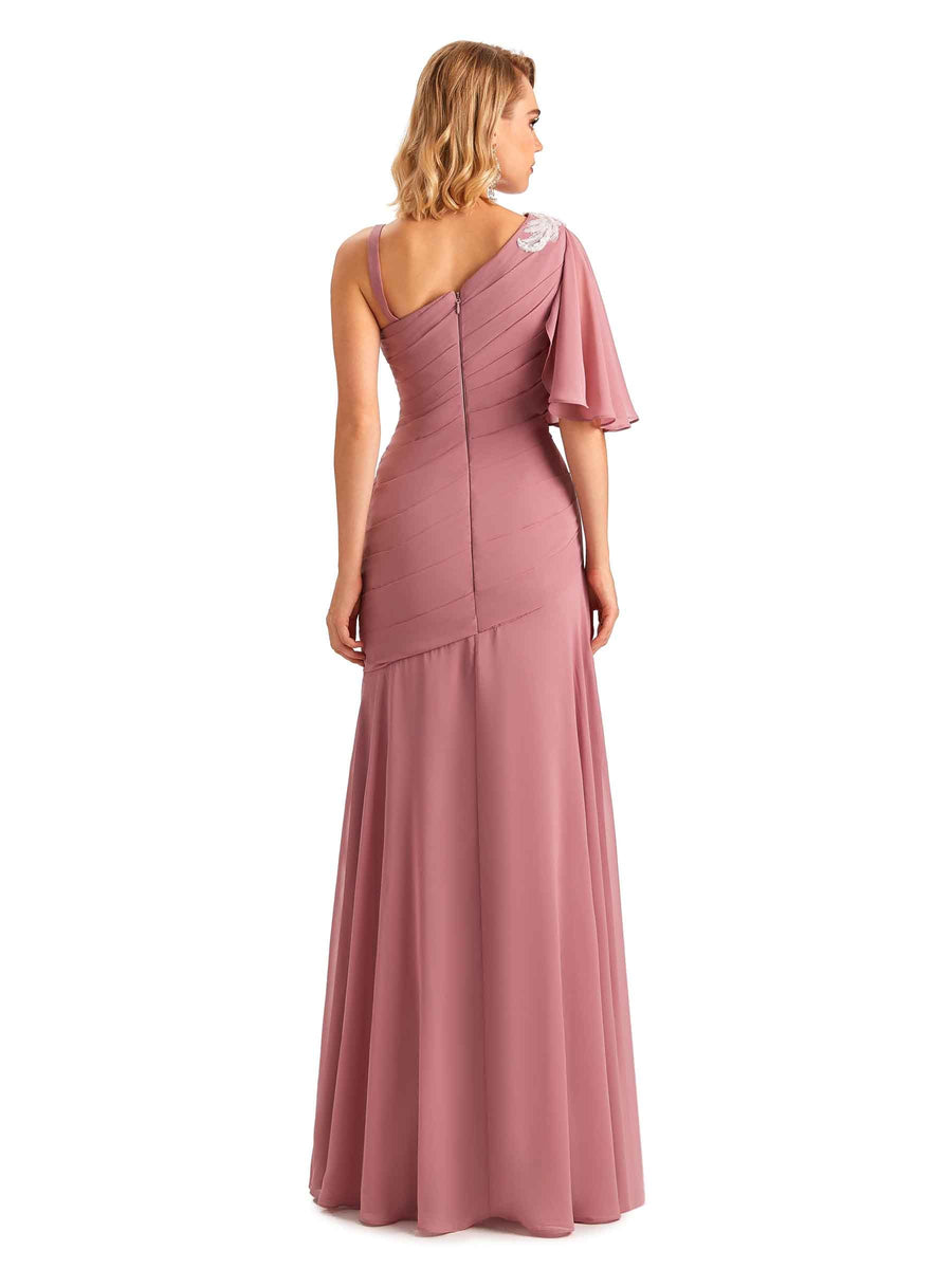 Unique Chiffon Asymmetrical One Shoulder Long Mother of the Brides Dresses Online