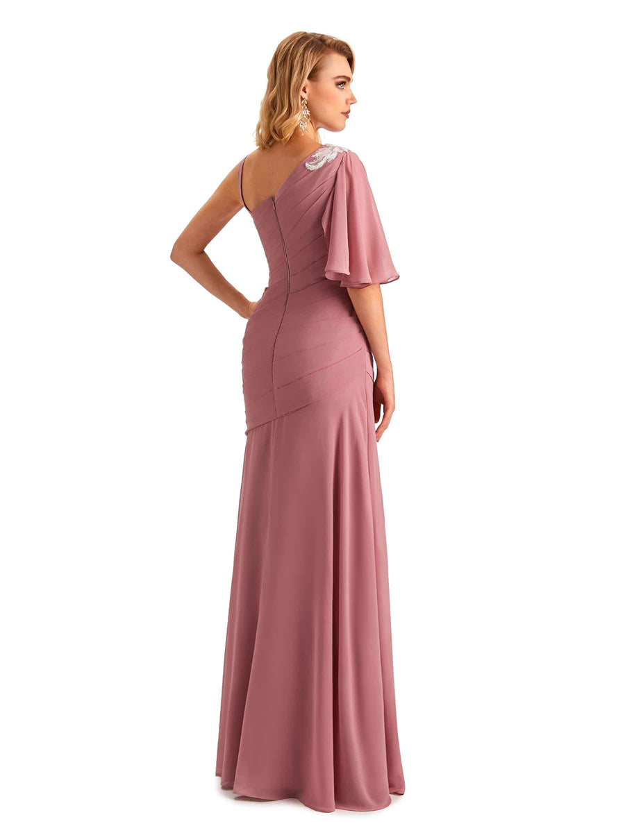 Unique Chiffon Asymmetrical One Shoulder Long Mother of the Brides Dresses Online