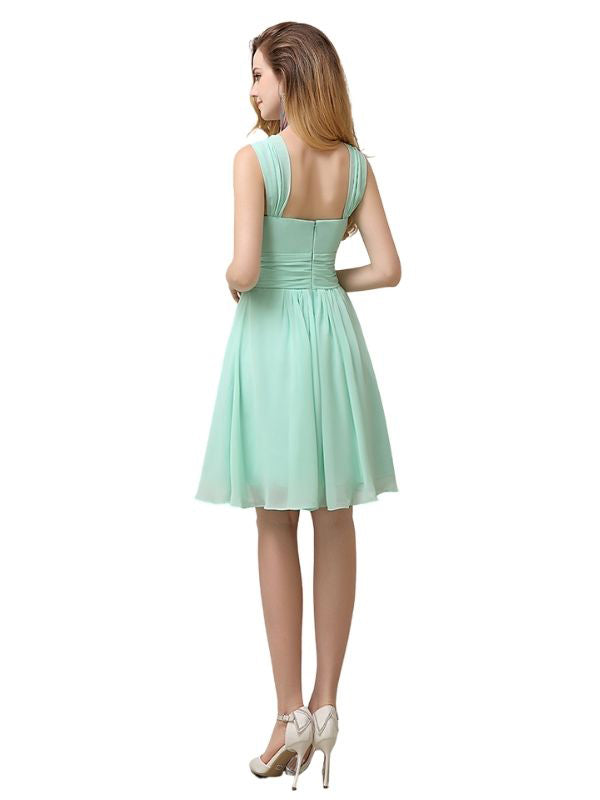 Unique Chiffon A-line Knee-Length Short Bridesmaid Dresses