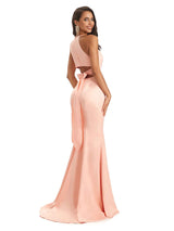 Sexy Soft Satin Bow Knot Unique Long Mermaid African Bridesmaid Dresses