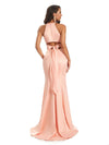 Unique Long Mermaid Unique Satin Maxi Formal Prom Dresses WIth Bow For Sale