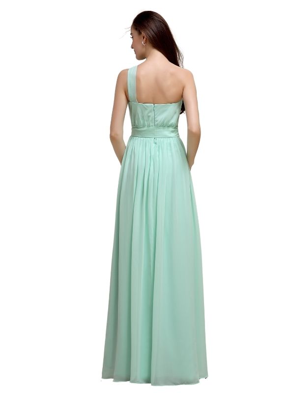 Simple One-Shoulder Sleeveless A-line Chiffon Bridesmaid Dresses