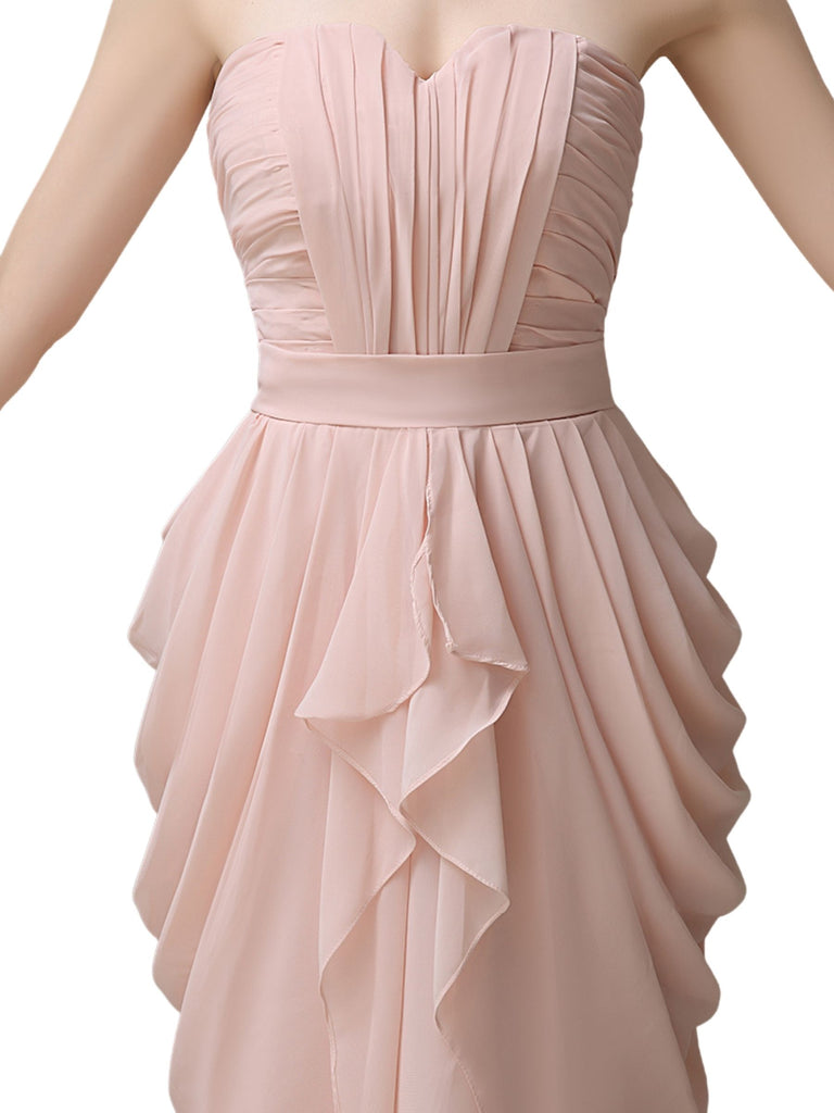 Elegant A-line Pleated Chiffon Knee-length Short Bridesmaid Dresses