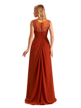 Elegant Chiffon Jewel Side Slit High Low Lace Beaded Mother of the Brides Dresses