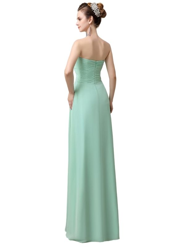 Elegant Strapless Sweetheart Chiffon Floor Length Long Maxi Bridesmaid Dresses